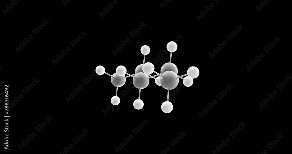 Pentane molecule, rotating 3D model of alkane, looped video on a black background Pentane molecule, rotating 3D model of alkane, looped video on a black background