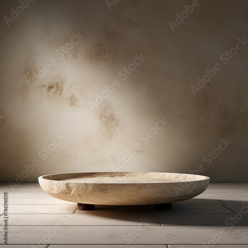design a decorative low bowl, in travertine сreated with Generative Ai