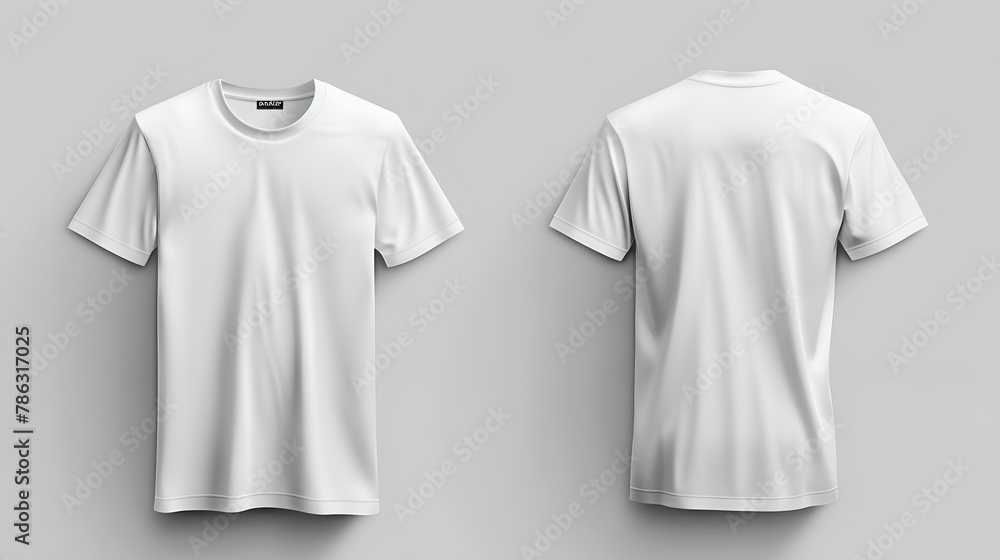 Blank White T-shirt Mockup, Front and Back View. Clean Casual Garment for Design Presentation. Simple Fashion Template. AI Blank White T-shirt Mockup, Front and Back View. Clean Casual Garment for Design Presentation. Simple Fashion Template. AI