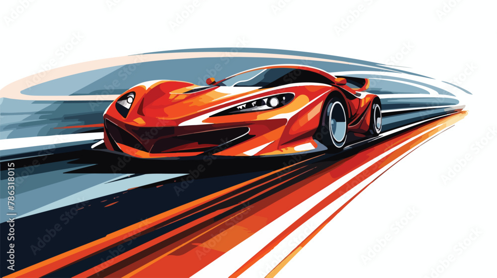 High-speed racing on a challenging track flat vector Illustration