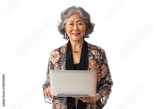 Senior East Asian Woman with Laptop