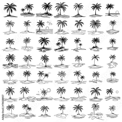 palms tree,  vector illustration silhouette for laser cutting cnc, engraving, tropical icon, clipart black shape © Cris