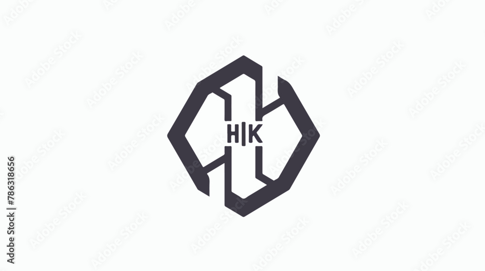 HK initial letters looping linked hexagon monogram logo - obrazy, fototapety, plakaty 