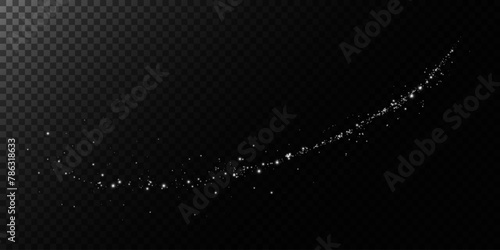 Sparks of dust and stars shine with special light. Vector sparks on transparent dark background. Christmas light effect. Sparkling particles of magic dust.	