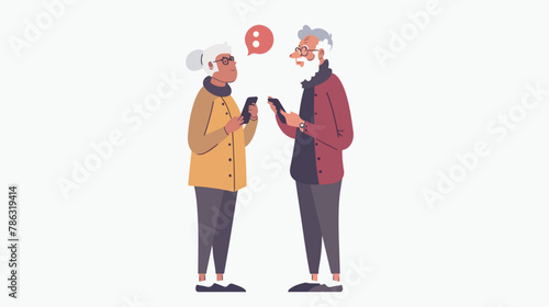 Old aged family couple man woman communication using