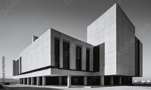 brutalism architeture design black and white photo