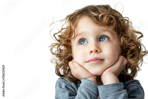 Thoughtful Child On Transparent Background.
