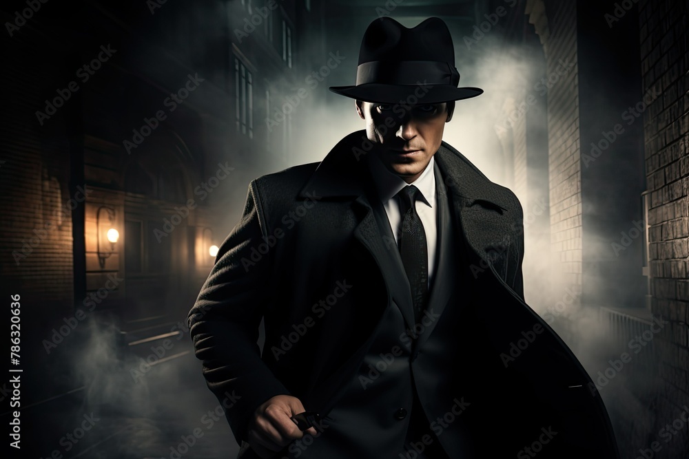 A man in a suit and hat confidently holds a cane, exuding a classic and sophisticated charm. Generative AI A man in a suit and hat confidently holds a cane, exuding a classic and sophisticated charm. Generative AI