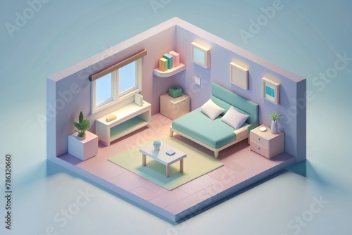 Modern living room interior in a 3D rendering © Nopadol