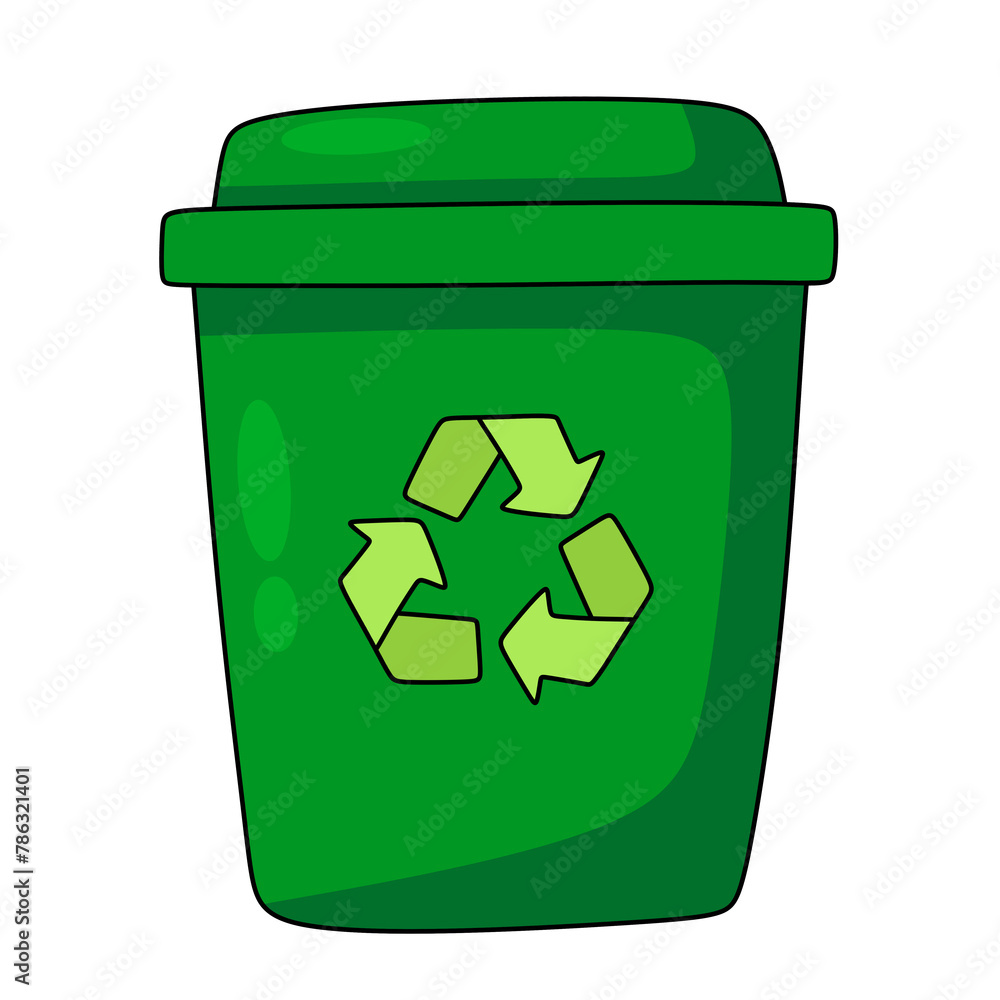 Cartoon Recycle Bin Icon. Cartoon Recycle Bin Icon.
