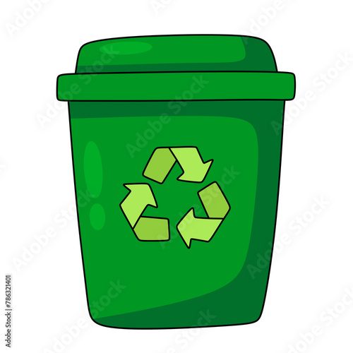 Cartoon Recycle Bin Icon.