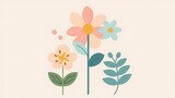 Simple flowers and leaves illustration poster background