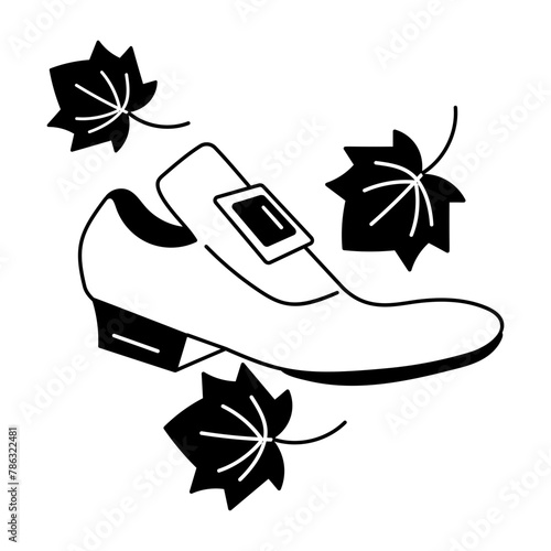 A trendy doodle icon of pilgrim shoe 