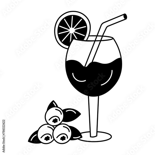 A captivating doodle icon of blueberry cocktail 