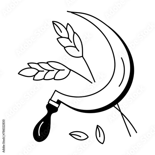 Wheat harvest doodle style icon 
