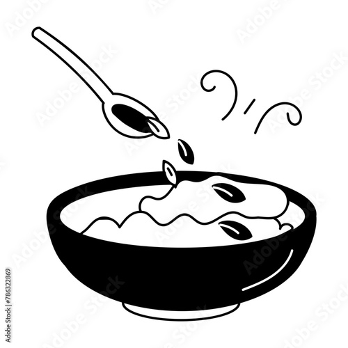 Get this doodle icon of porridge bowl 