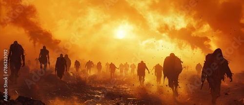 Apocalypse Dawn: The Zombie Horde Advances. Concept Zombie Apocalypse, Survival Strategies, Post-Apocalyptic World, Undead Threats, Dystopian Realities