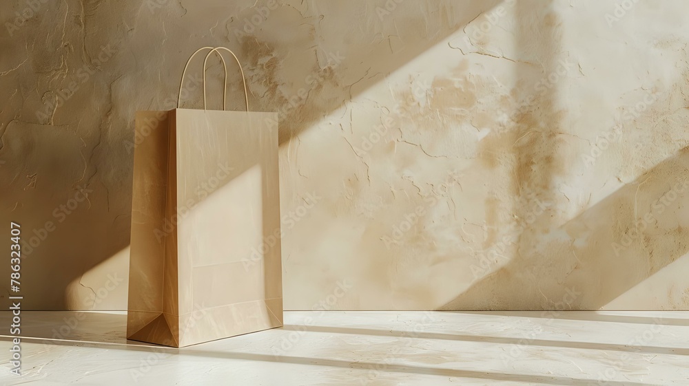 Elegant Beige Shopping Bag in Luxurious Setting