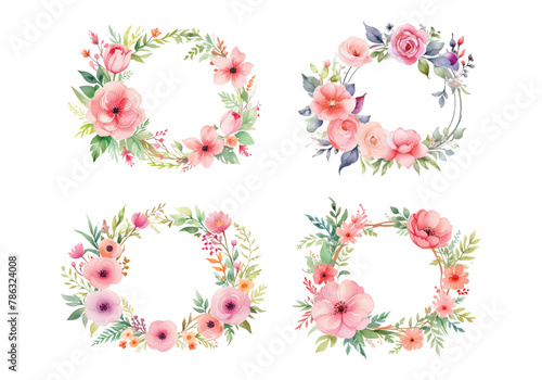 watercolor flower decorative frame collection