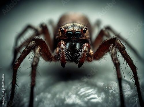 Portrait of Scary Hairy Big Spider Looking at Camera on A Surface Horror Concept