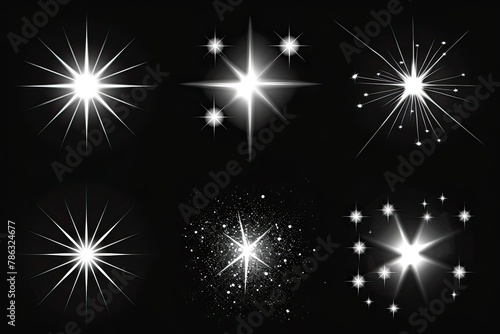 Wallpaper Mural Vector glowing light effect collection. Shine, sparks, flare, isolated on black Torontodigital.ca