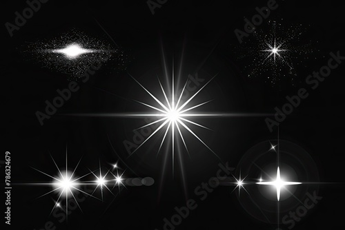 Wallpaper Mural Vector glowing light effect collection. Shine, sparks, flare, isolated on black Torontodigital.ca