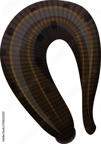 Leech dark brown striped bloodsucking worm alternative medical aid top view vector flat illustration © Vikivector