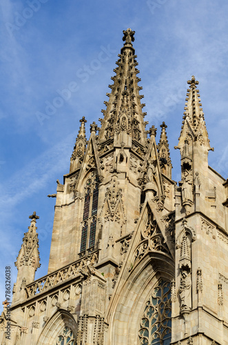 Barcelona, Spain: The Cathedral of the Holy Cross and Saint Eulalia, in the evening light