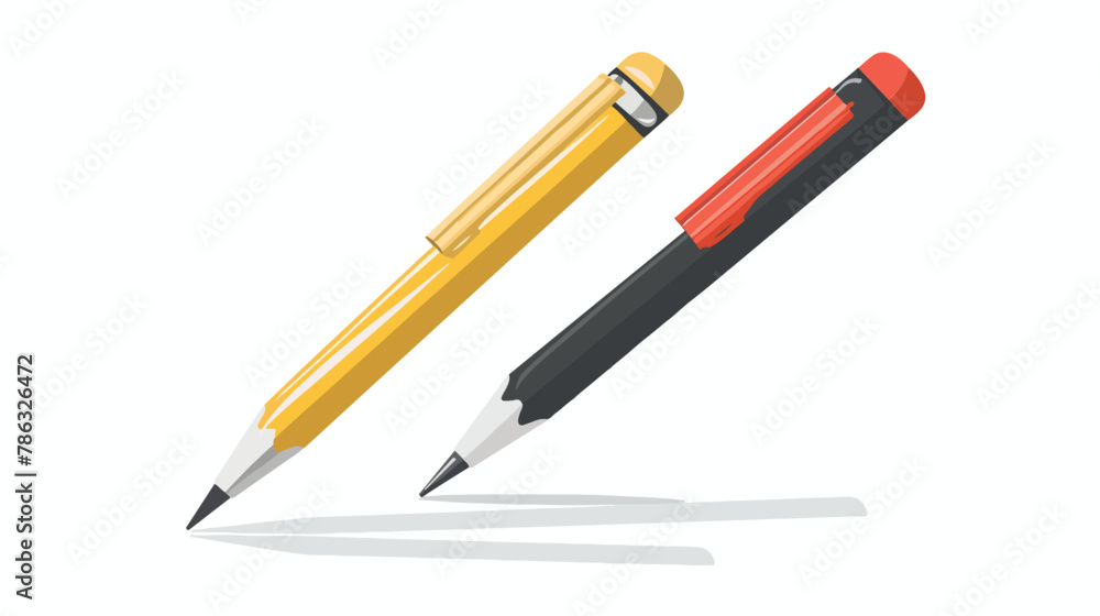 Pencil And Pen Vector Icon Illustration. School And Of