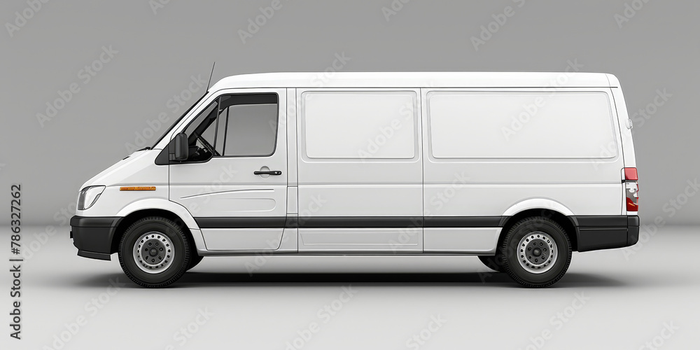 3D rendering of white delivery truck  mockup on isolated background, 