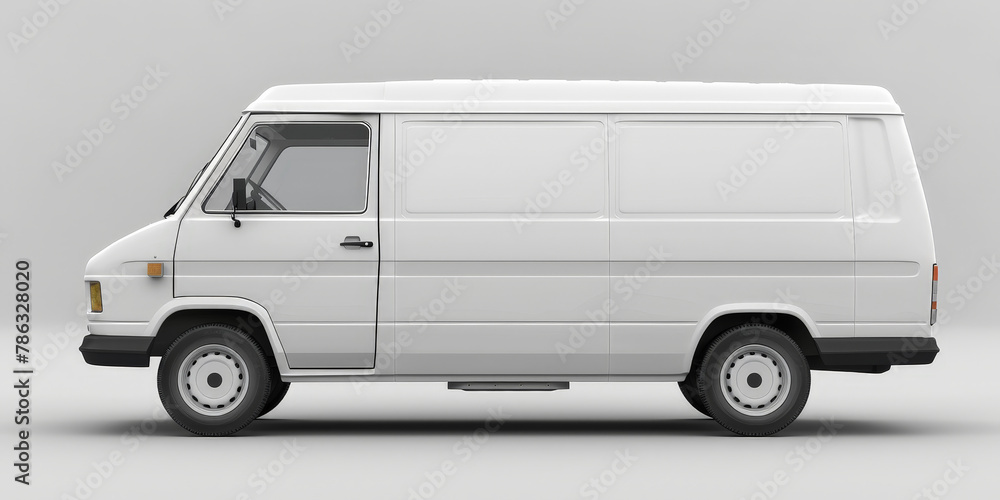 3D rendering of white delivery truck  mockup on isolated background, 