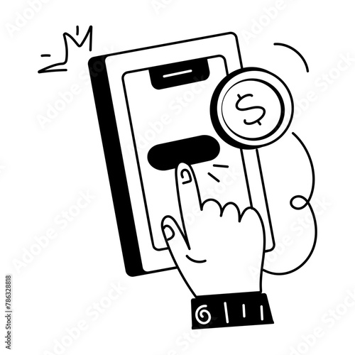A scalable line icon showing mobile ppc 
