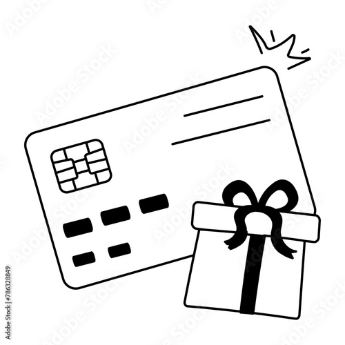 A handy line icon of loyalty card 