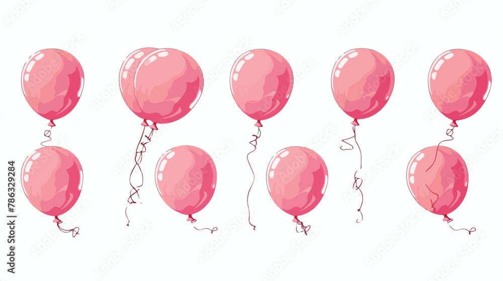 Pink balloons illustrations for greeting cards design