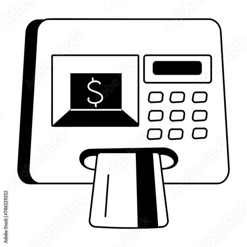 Easy to edit line icon of atm withdrawal 