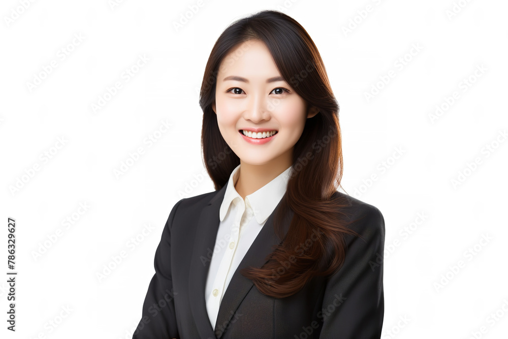 portrait of happy and joyful asian businesswoman on white background portrait of happy and joyful asian businesswoman on white background