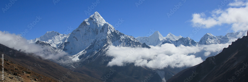 Mount Ama Dablam seen from Dzongla, Nepal.