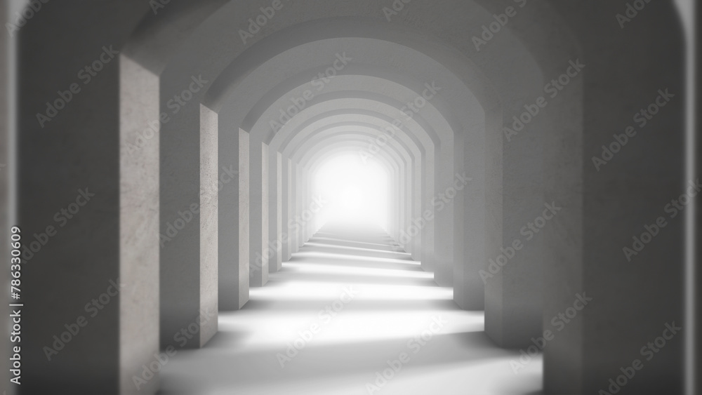 Travelling along hallway with huge stone archways. Travelling along hallway with huge stone archways.