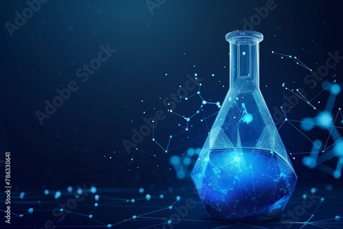 Abstract lab flask with blue liquid and chemistry, blue liquid, chemistry background, science background, chemical background, background, science, chemistry