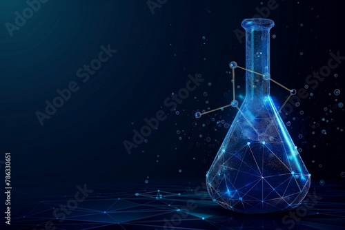 Abstract lab flask with blue liquid and chemistry, blue liquid, chemistry background, science background, chemical background, background, science, chemistry