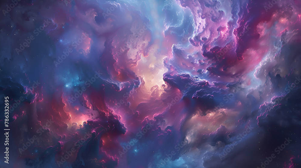 Fantasy Art Depicting Universe Nebula in Blues, Pinks, and Purples Fantasy Art Depicting Universe Nebula in Blues, Pinks, and Purples