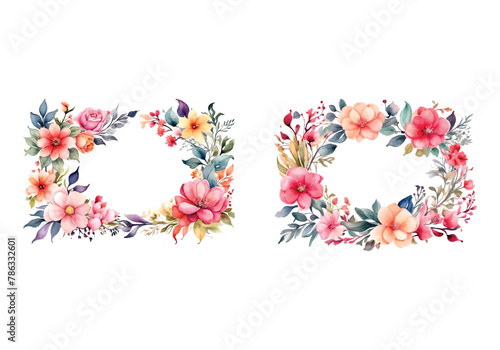 watercolor flower decorative frame collection
