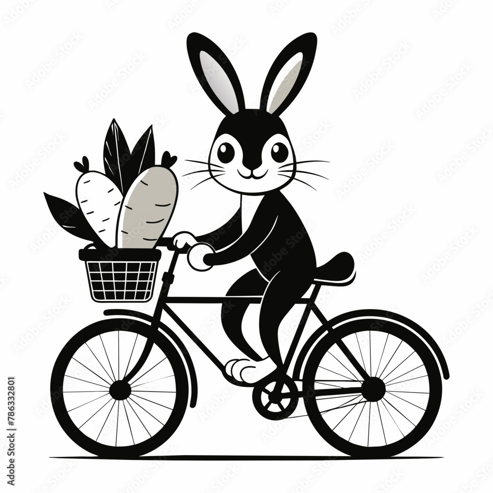 friendly-lop-rabbit-on-a-classic-cruiser-bicycle - obrazy, fototapety, plakaty 
