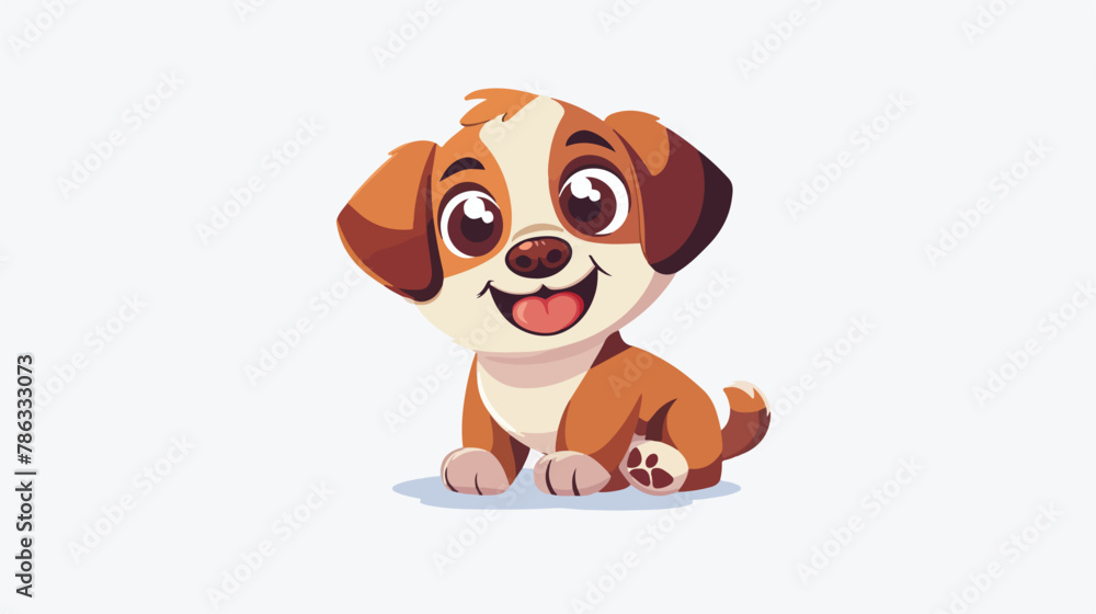 Playful baby dog with big eyes Vector Logo Animal Play
