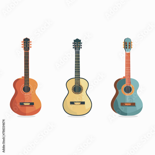 guitar vector flat style on white background background .Generative AI