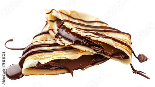 PNG Chocolate crepe pancake food white background.