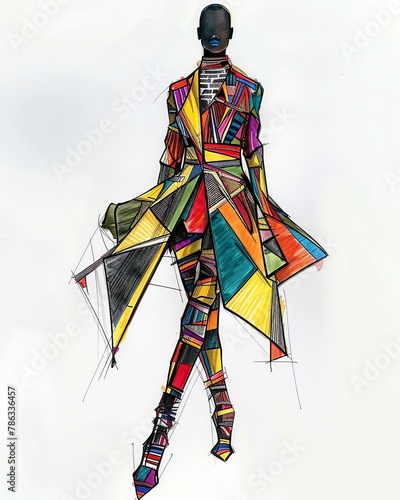 Clothing design sketch, lines and forms coming together in creative expression, fashion as art, vibrant and imaginative, style in bloom, 
