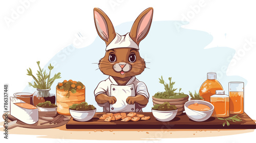Rabbit vector. Pastry Chef Rabbit Decorating Cakes Cul