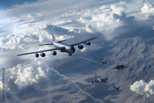 digitally recreated aerial refueling operations, highlighting the coordination and precision required for sustained air missions in high tech style.