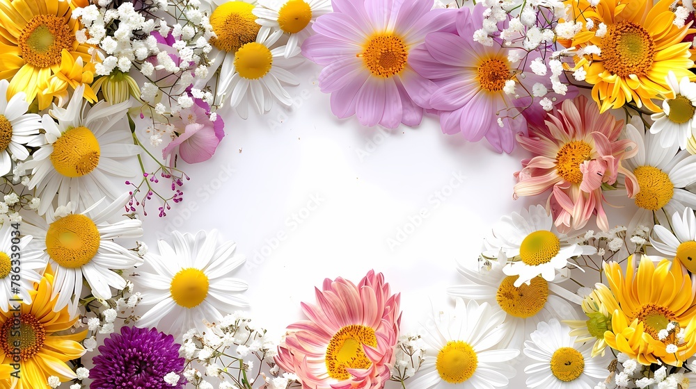 Colorful flowers border background